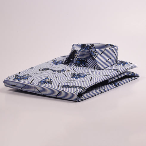 MK Blue Striped Printed Shirt